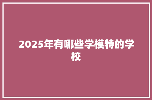 2025年有哪些学模特的学校 未命名