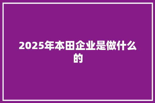 2025年本田企业是做什么的 未命名