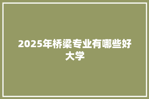 2025年桥梁专业有哪些好大学