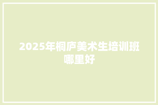 2025年桐庐美术生培训班哪里好 未命名