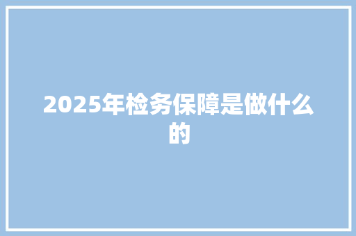 2025年检务保障是做什么的 未命名