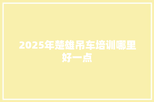 2025年楚雄吊车培训哪里好一点