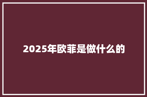 2025年欧菲是做什么的