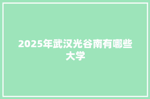 2025年武汉光谷南有哪些大学