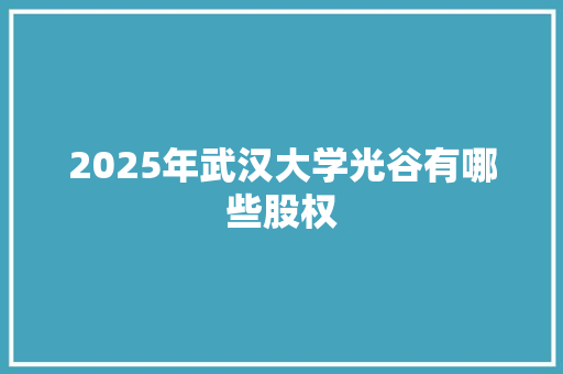 2025年武汉大学光谷有哪些股权