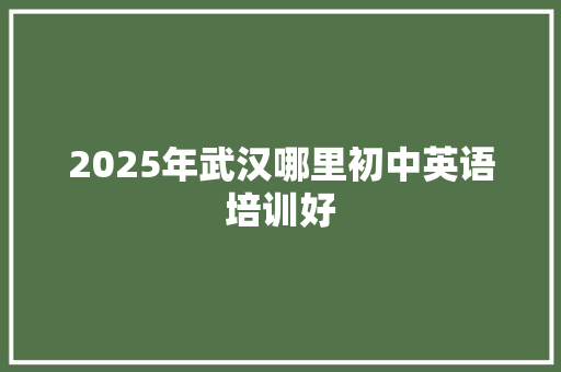 2025年武汉哪里初中英语培训好