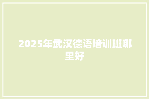 2025年武汉德语培训班哪里好 未命名