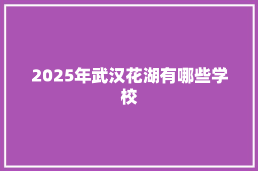 2025年武汉花湖有哪些学校 未命名