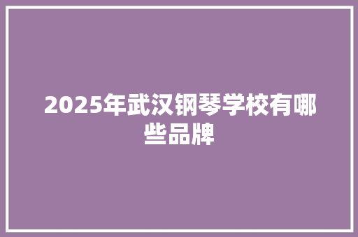 2025年武汉钢琴学校有哪些品牌