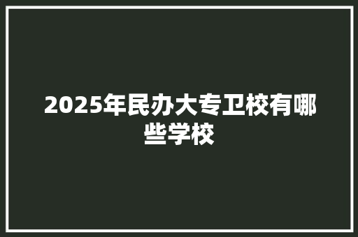 2025年民办大专卫校有哪些学校