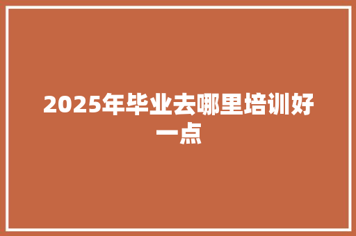 2025年毕业去哪里培训好一点