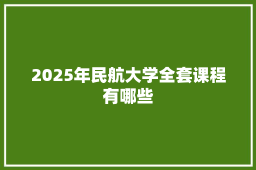 2025年民航大学全套课程有哪些 未命名