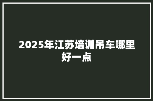 2025年江苏培训吊车哪里好一点