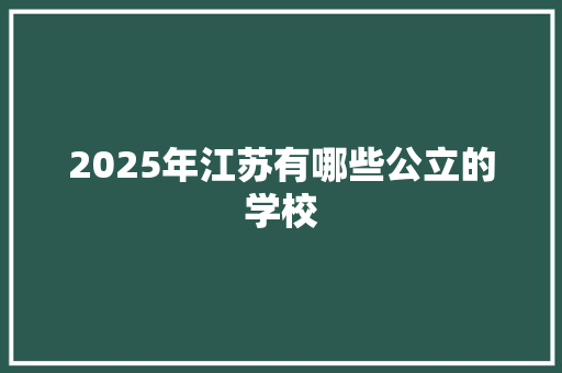 2025年江苏有哪些公立的学校 未命名