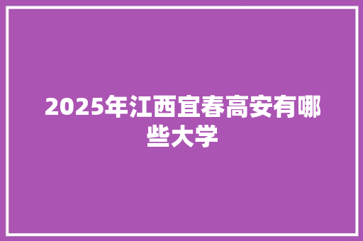 2025年江西宜春高安有哪些大学