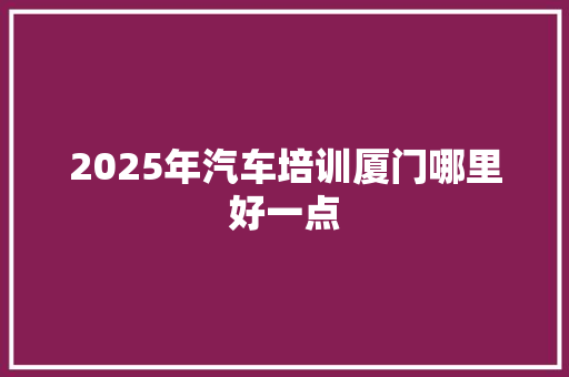 2025年汽车培训厦门哪里好一点