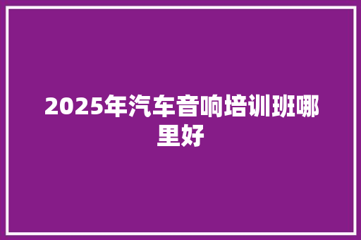 2025年汽车音响培训班哪里好