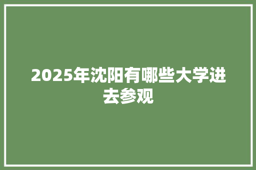 2025年沈阳有哪些大学进去参观