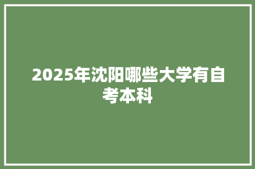 2025年沈阳哪些大学有自考本科