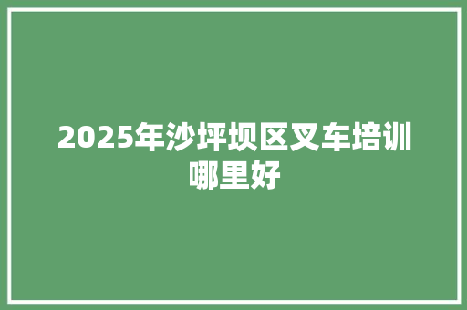 2025年沙坪坝区叉车培训哪里好