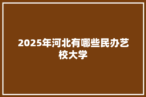 2025年河北有哪些民办艺校大学