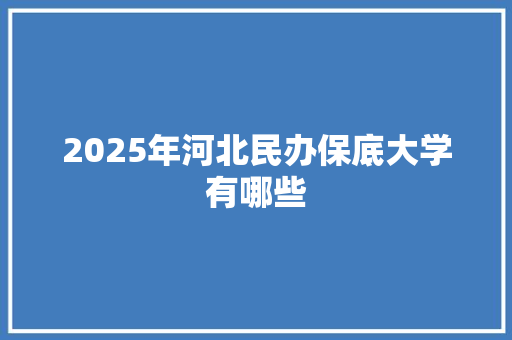 2025年河北民办保底大学有哪些 未命名