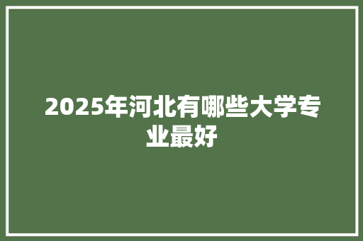 2025年河北有哪些大学专业最好