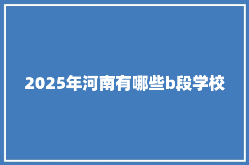 2025年河南有哪些b段学校