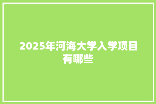 2025年河海大学入学项目有哪些