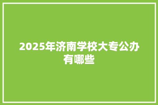 2025年济南学校大专公办有哪些