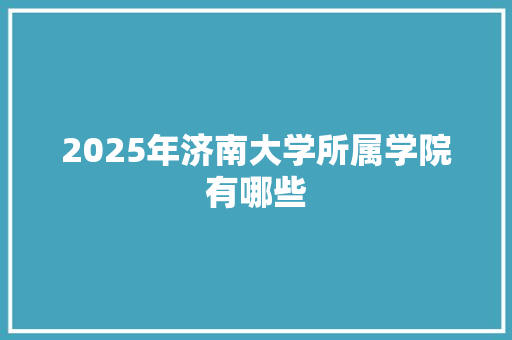 2025年济南大学所属学院有哪些