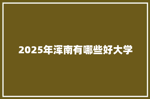 2025年浑南有哪些好大学