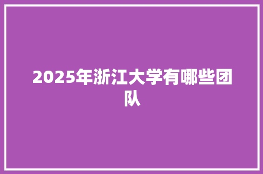 2025年浙江大学有哪些团队