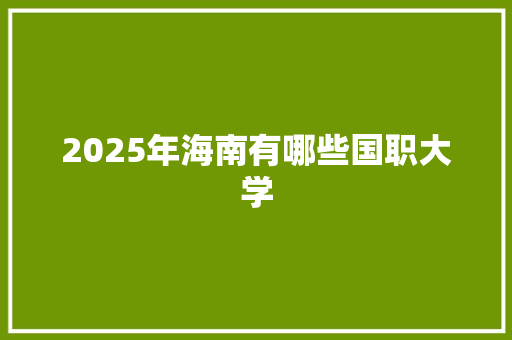 2025年海南有哪些国职大学