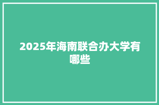 2025年海南联合办大学有哪些