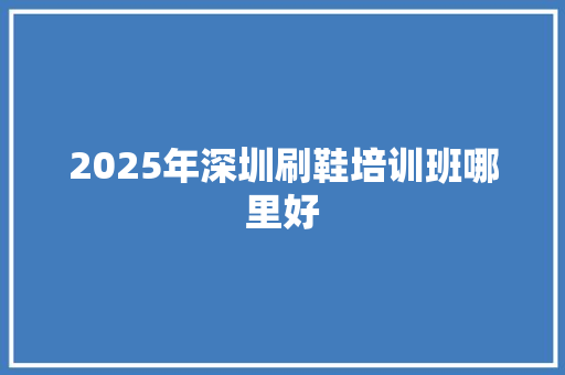 2025年深圳刷鞋培训班哪里好 未命名