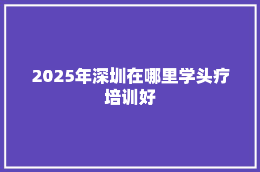 2025年深圳在哪里学头疗培训好