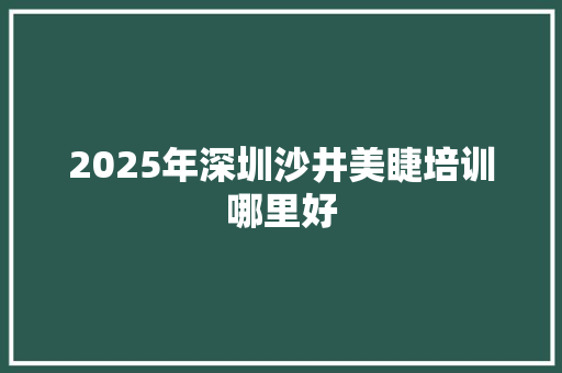 2025年深圳沙井美睫培训哪里好