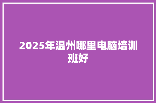 2025年温州哪里电脑培训班好