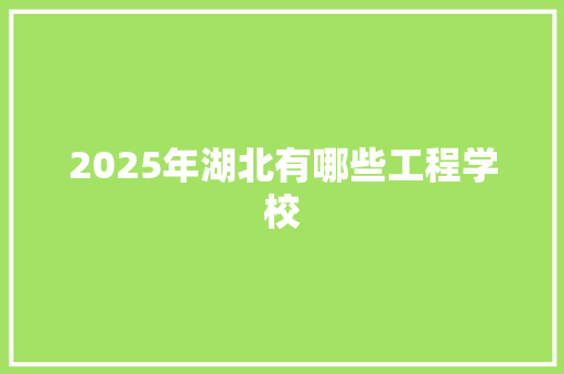 2025年湖北有哪些工程学校