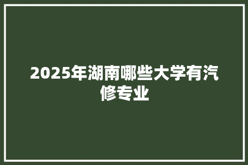 2025年湖南哪些大学有汽修专业