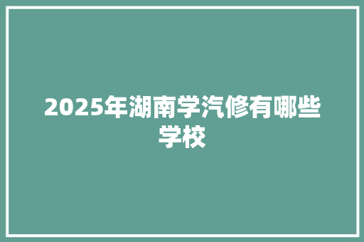 2025年湖南学汽修有哪些学校 未命名