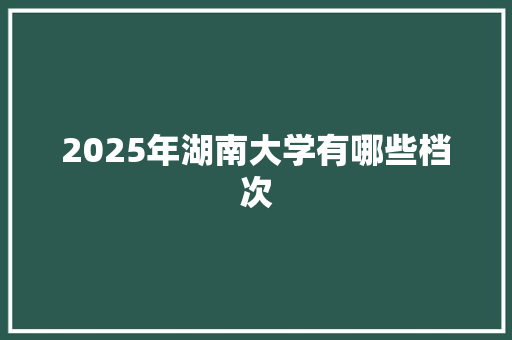 2025年湖南大学有哪些档次