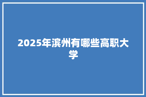 2025年滨州有哪些高职大学