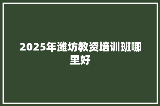 2025年潍坊教资培训班哪里好