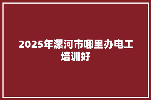 2025年漯河市哪里办电工培训好