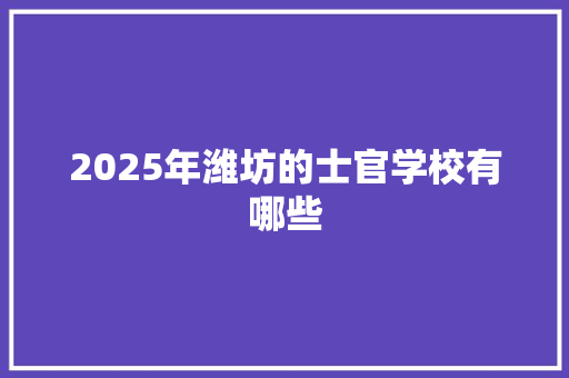 2025年潍坊的士官学校有哪些