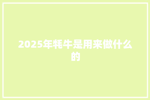 2025年牦牛是用来做什么的