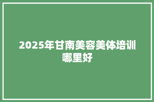 2025年甘南美容美体培训哪里好 未命名