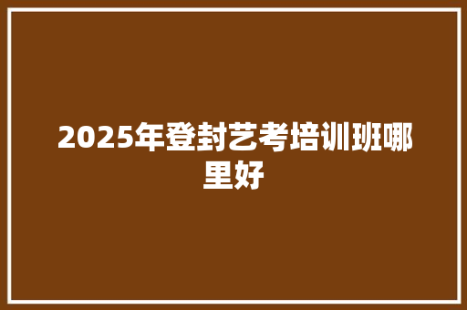 2025年登封艺考培训班哪里好